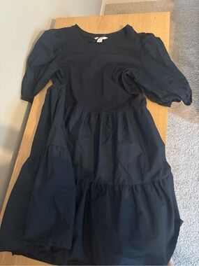 Joe fresh 100% cotton Navy Puff-Sleeve Tiered Dress